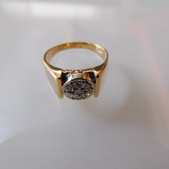 Ring White Gold and 10K Yellow Gold 7 Diamonds 2 points each GR 4 - Picture 10 of 10